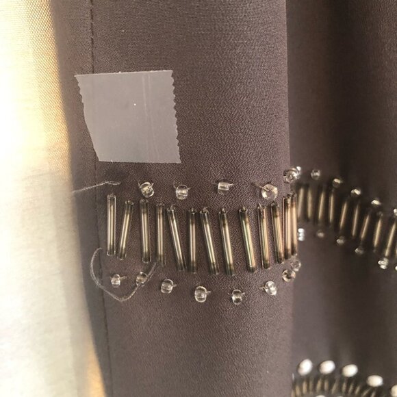 Black namebrand Lined Mini Dress Grey with Beautiful Beading in Front Ladies Lg - Picture 11 of 15